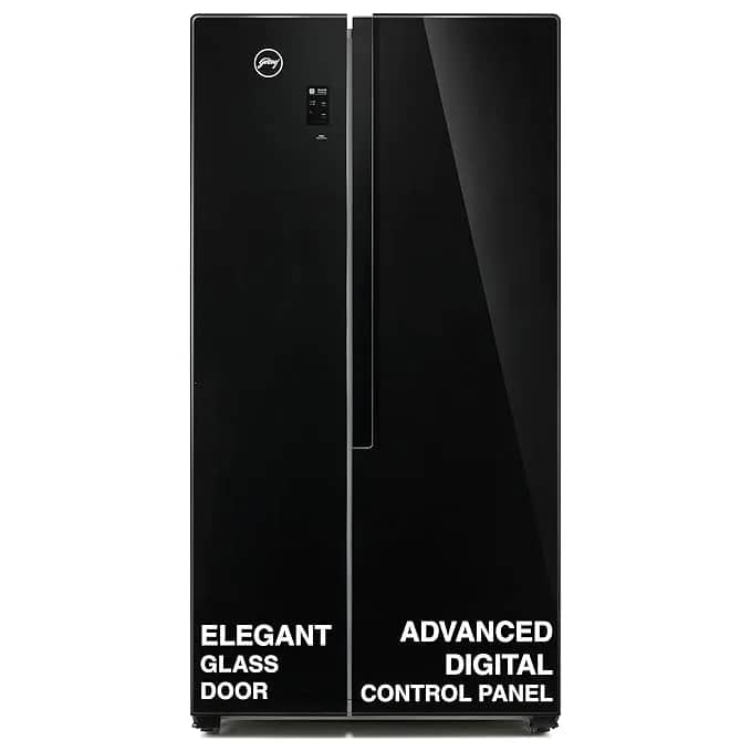 Godrej 564 L Multi Air Flow System, With Advanced Controls Frost Free Side-By-Side Refrigerator(RS EONVELVET 579 RFD GL BK, Glass Black) – image 1