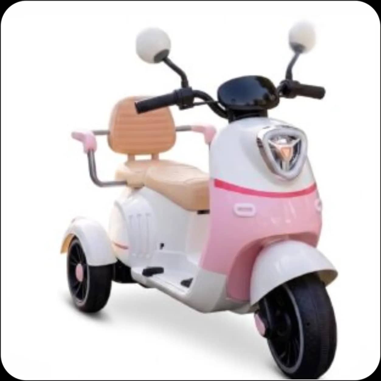 Kids Electric Scooter Vespa Double Seater for Kids 1 to 6 Years | with Music and Light, Big Size Vespa Scooter | Electric Rechargeable Ride-OnsScooter(White Pink) – image 1