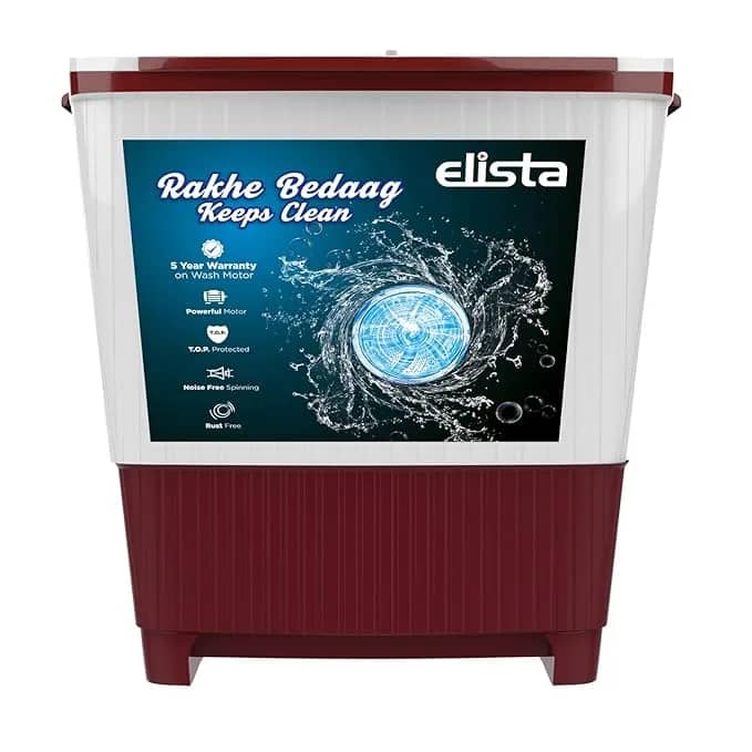 Elista 8.5 kg 5 Star Semi Automatic Top Load Washing Machine with 2 Years Comprehensive Warranty (EWM-7201 RED)