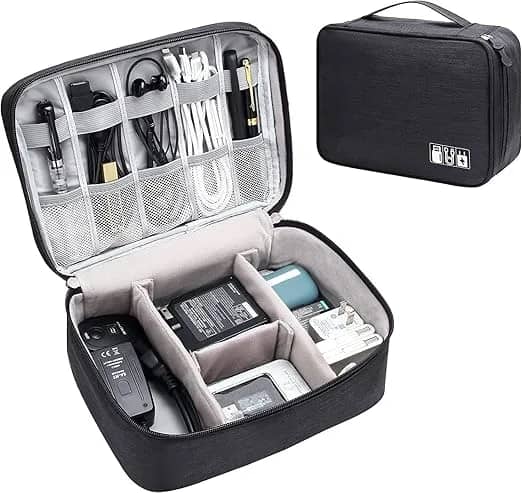 Cable Organizer Case Bag – Travel Gadget & Hard Disk Bag – Water-Resistant Portable Storage, Sleek Black (6-Month Warranty) – image 1