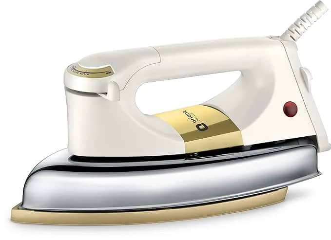 Orient Electric Kratos | 1000 W Heavy Weight Dry Iron (Press) | 2-year Replacement warranty by Orient | Non-stick Soleplate | 180-degree swivel cord| U-shaped heating element | Silver cast Technology – image 1
