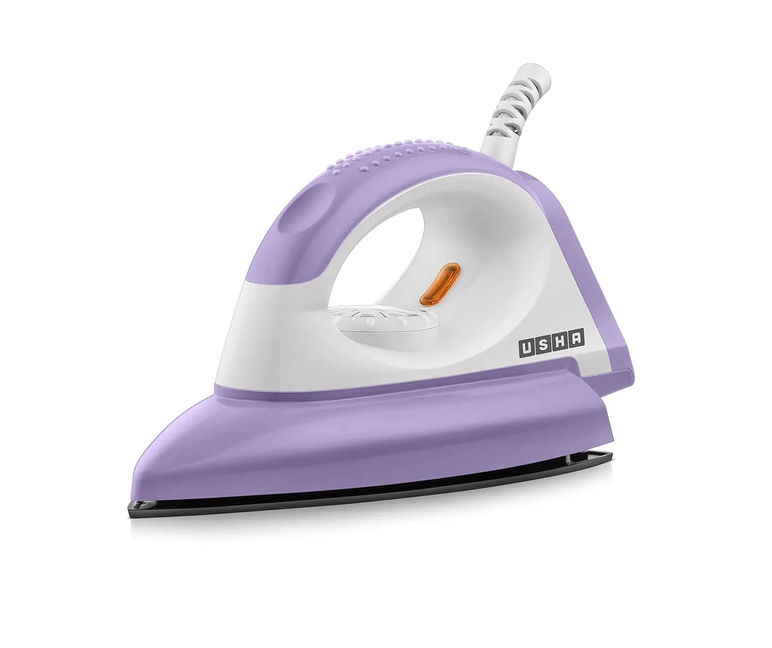 USHA Armor 1100 watts Dry Iron with Shock Proof Plastic Body | Single Coat Black Non Stick Soleplate for Longer Durability|Overheat Safety Shutoff |180° Swivel Cord | 2 Years Warranty|(Purple & White) – image 1