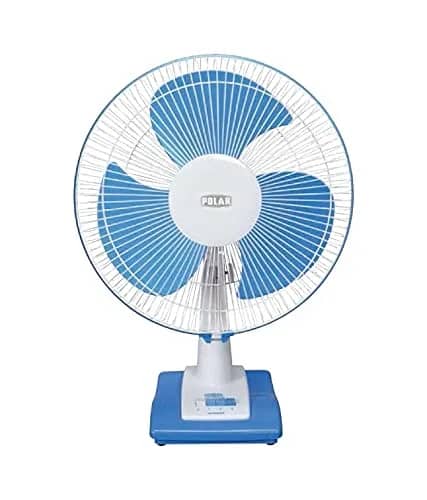 POLAR Annexer High Speed 400mm Table Fan White Blue | Mini Powerful Desktop Table Cooling Fan with 3 Speeds 90° Adjustable Small Personal Cooling Fan for Home Office – image 1