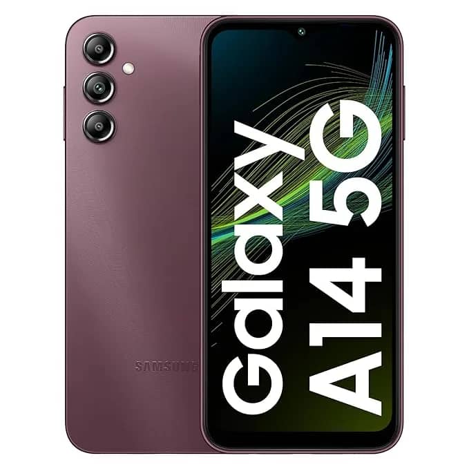 Samsung Galaxy A14 5G (Dark Red, 4GB, 128GB Storage) | Triple Rear Camera (50 MP Main) | Upto 8 GB RAM with RAM Plus | Without Charger – image 1