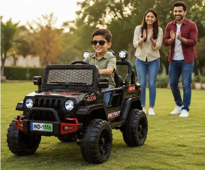 Big Foot 4×4 Kids Battery Operated Ride-On Jeep with Parent Remote Control, LED Lights & Music (Black) – image 6