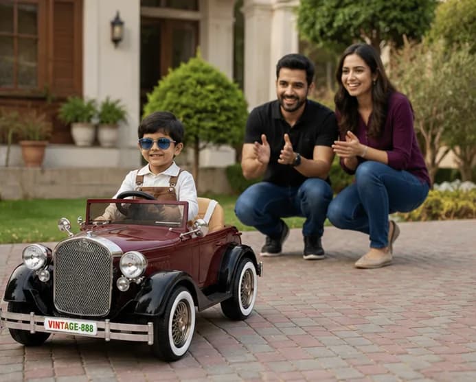 Vintage Royal Classic Kids Electric Car – 12V Battery Operated Ride-On Car with Remote Control – image 6