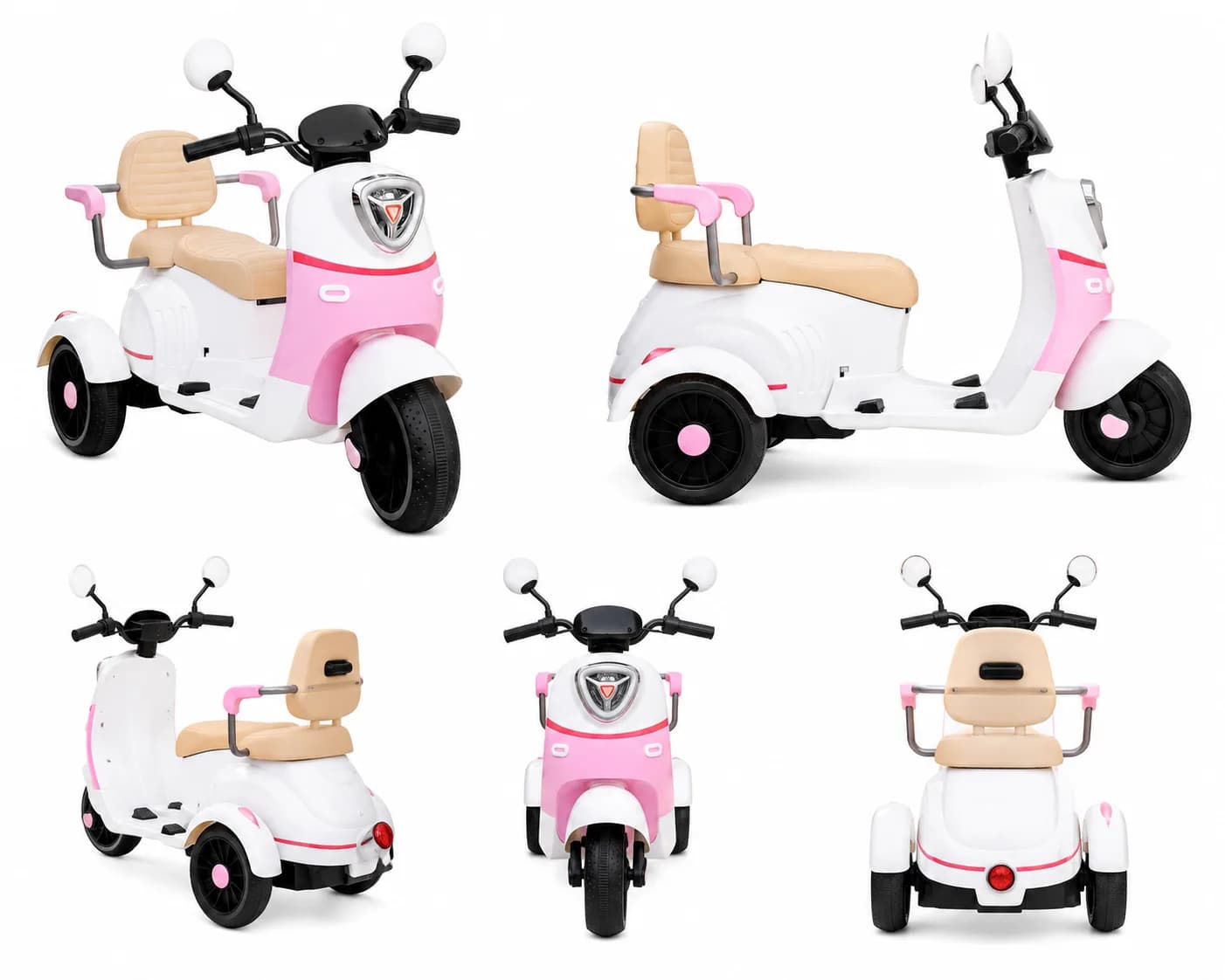 Kids Electric Scooter Vespa Double Seater for Kids 1 to 6 Years | with Music and Light, Big Size Vespa Scooter | Electric Rechargeable Ride-OnsScooter(White Pink) – image 3