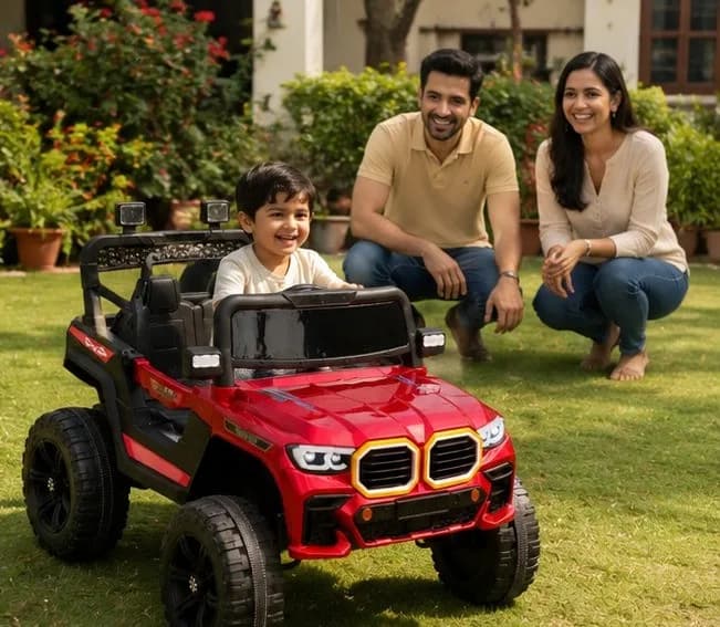 Kids Electric Jeep 888 12V Battery Operated Ride-On Car with Remote Control, LED Lights & Music (Red) – image 4