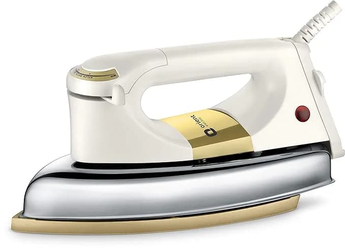 Orient Electric Kratos | 1000 W Heavy Weight Dry Iron (Press) | 2-year Replacement warranty by Orient | Non-stick Soleplate | 180-degree swivel cord| U-shaped heating element | Silver cast Technology – image 1