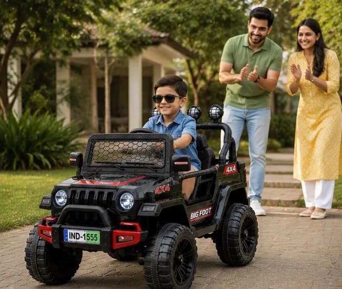Big Foot 4×4 Kids Battery Operated Ride-On Jeep with Parent Remote Control, LED Lights & Music (Black) – image 3