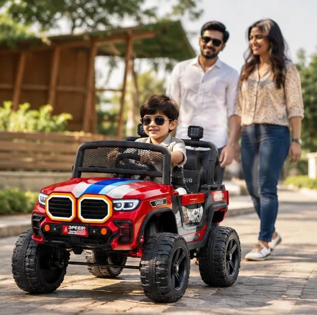 Speed Jeep 8888 Kids Electric Jeep | 12V Battery Operated Ride-On Car with Remote Control, LED Lights & Music (Red) – image 3