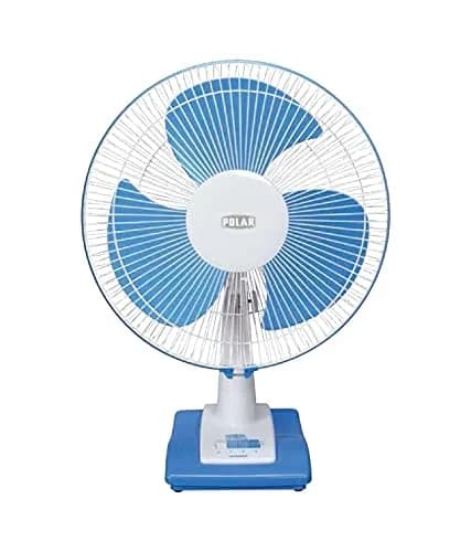 POLAR Annexer High Speed 400mm Table Fan White Blue | Mini Powerful Desktop Table Cooling Fan with 3 Speeds 90° Adjustable Small Personal Cooling Fan for Home Office – image 1