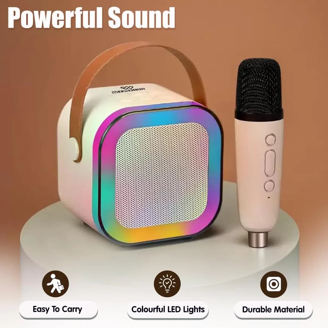Wembley Rechargeable Karaoke Mic with Speaker for Singing | Wireless Mini Portable Bluetooth Speaker with Microphone & LED Lights | Cute Birthday Gift for Kids Musical Toys for Boys, Girls and Adults – image 3