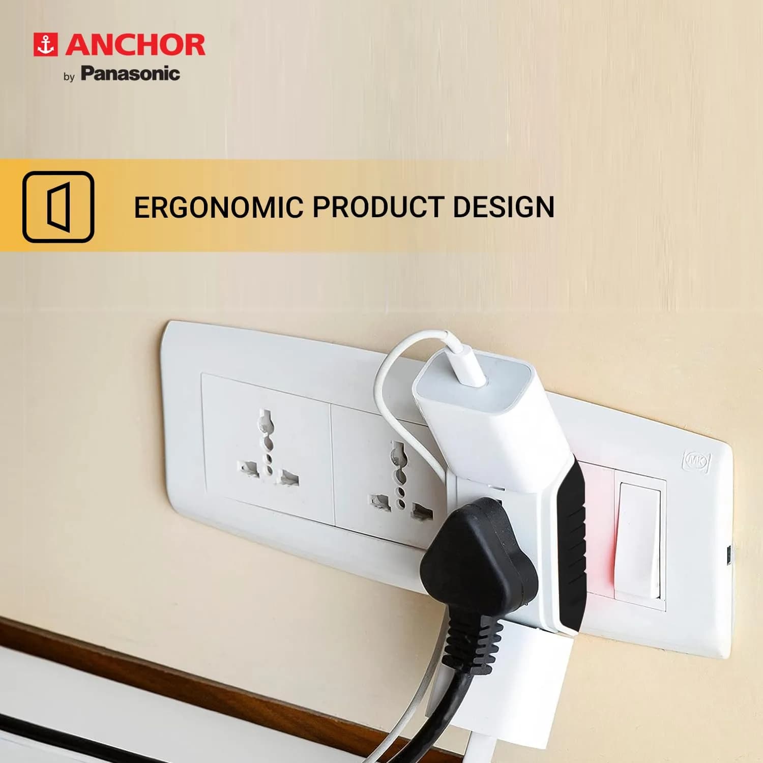 Anchor by Panasonic 6A 3 Pin Multiplug Travel Adapter with Universal Socket | 3 Pin Multi Plug Universal Socket (White) – image 4