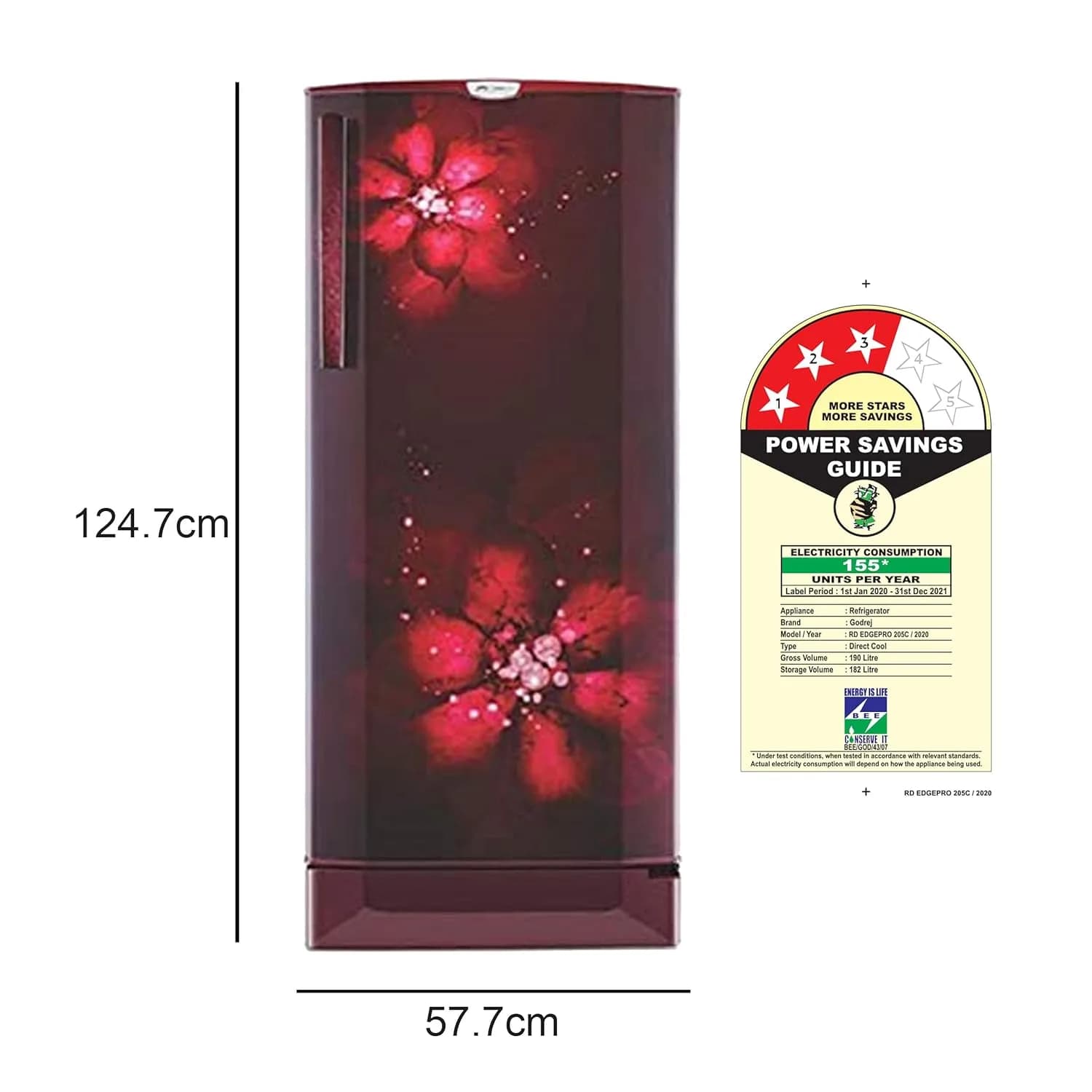 Godrej 190 L 3 Star Direct-Cool Single Door Refrigerator (RD EDGEPRO 205C 33 TAF ZN WN, Zen Wine) – image 2