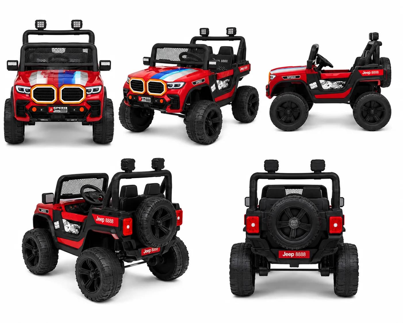 Speed Jeep 8888 Kids Electric Jeep | 12V Battery Operated Ride-On Car with Remote Control, LED Lights & Music (Red) – image 2