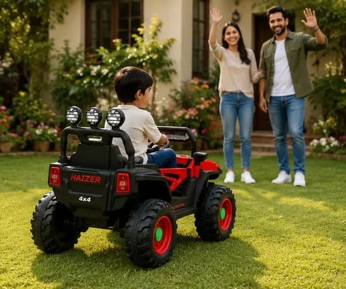 Haizer Kids Electric Jeep SUV 4×4 Ride-On Jeep for Kids (12V Battery Operated Electric SUV) – Red & Black – image 7