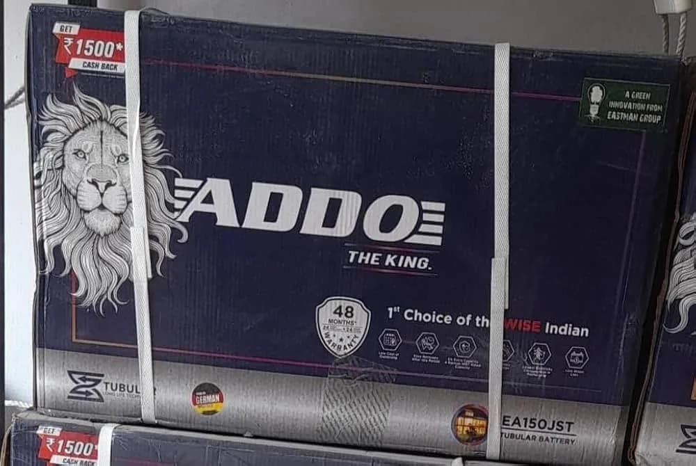 ADDO 150AH Short Tubular Battery with 48-month warranty, model EA150JST, featuring durable design and superior performance.
