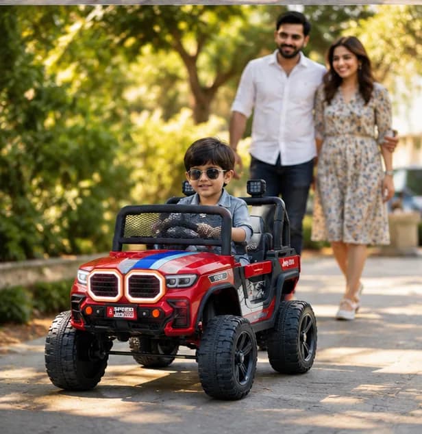 Speed Jeep 8888 Kids Electric Jeep | 12V Battery Operated Ride-On Car with Remote Control, LED Lights & Music (Red) – image 5