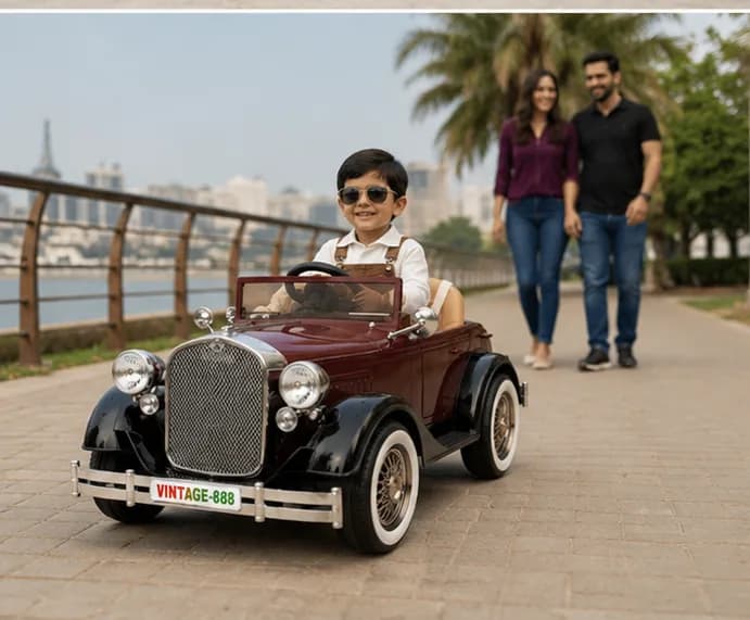 Vintage Royal Classic Kids Electric Car – 12V Battery Operated Ride-On Car with Remote Control – image 5