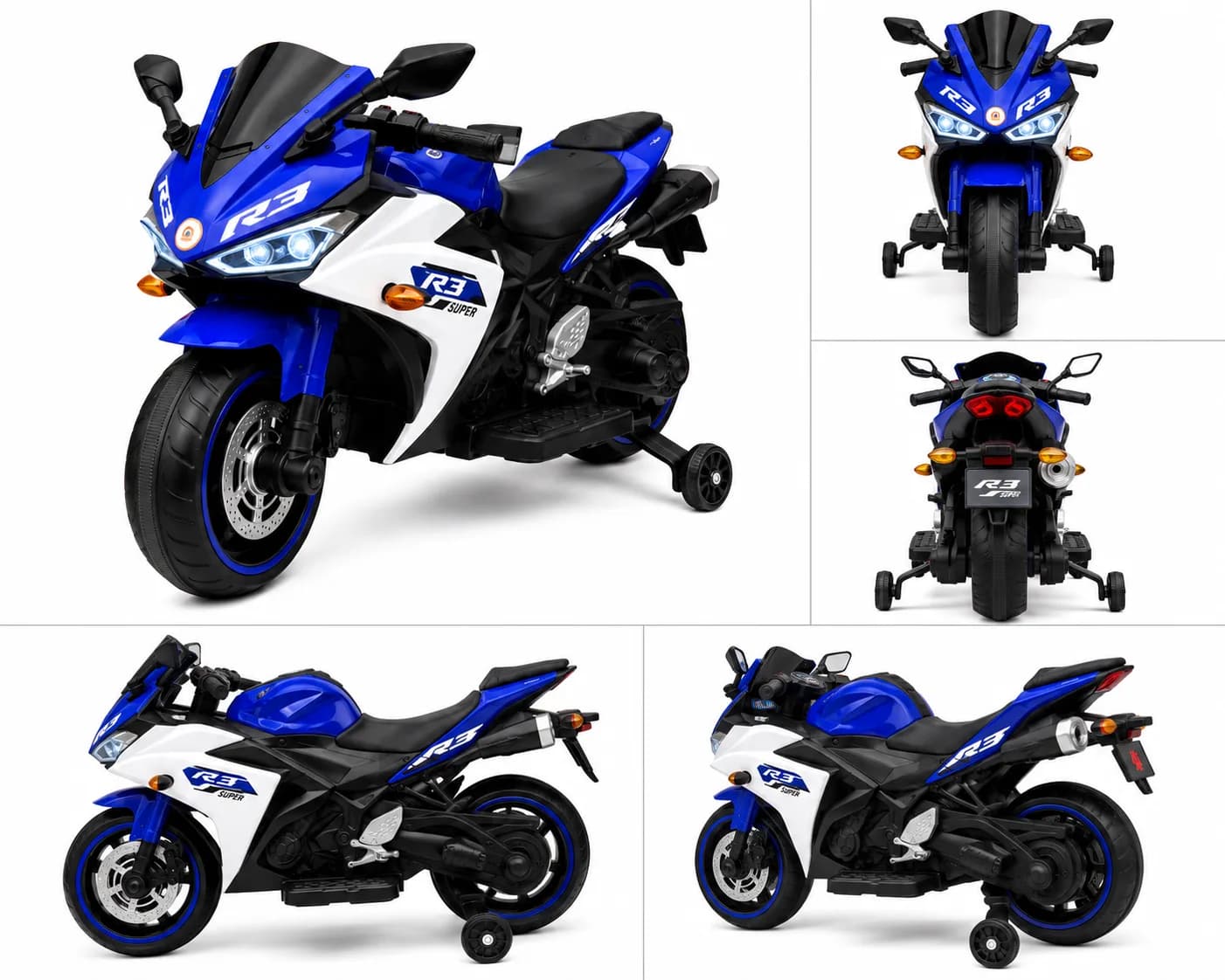 Kids Premium Electric Sports Bike | R3 Super Sports Ride-On Bike 12V Battery Operated Kids Electric Bike (Blue) – image 2