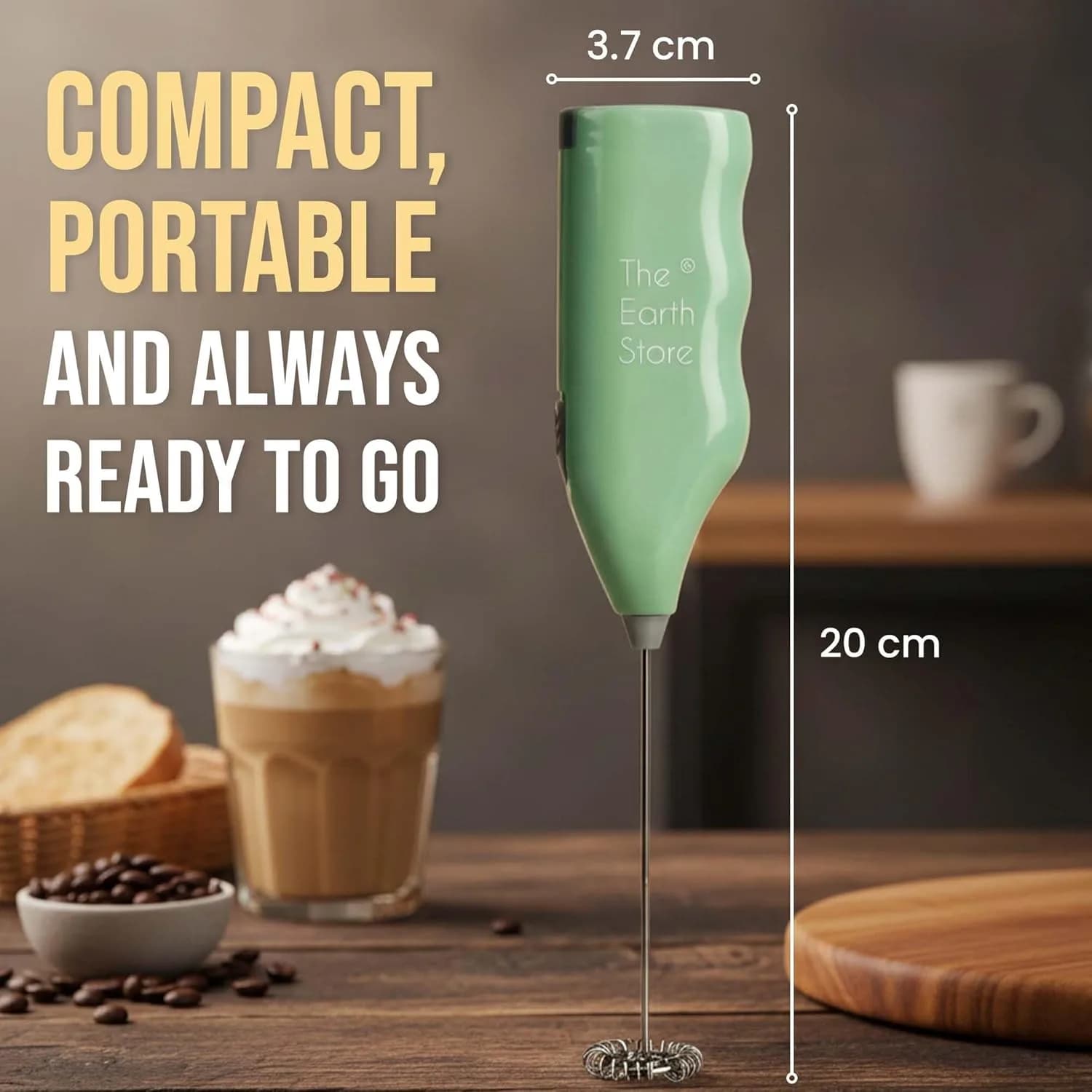 The Earth Store Swifther Handheld Assorted Coffee Frother Electric Milk Frother for Lattes Shakes Mini Foamer for Cappuccino, Frappe, Matcha, Egg Beater Hand Blender (Battery Operated) – image 7