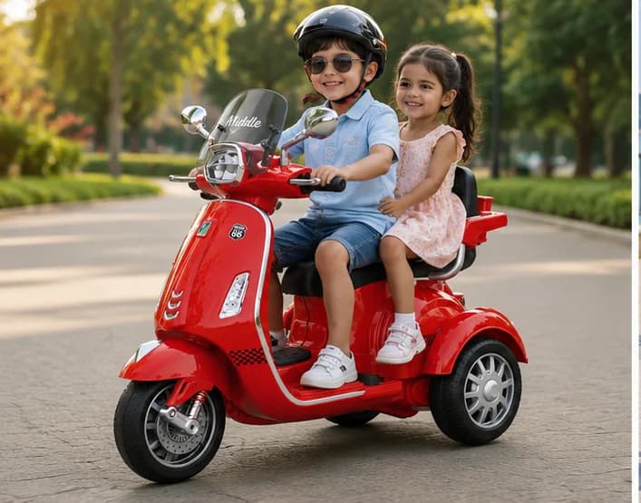 Kids Electric Scooter – Vespa-Style Double Seat Ride-On Scooter – image 5