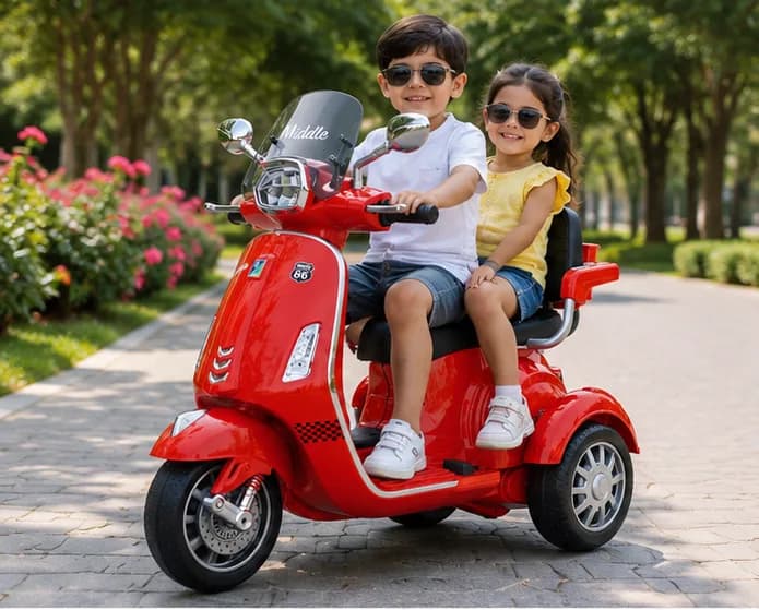 Kids Electric Scooter – Vespa-Style Double Seat Ride-On Scooter – image 3