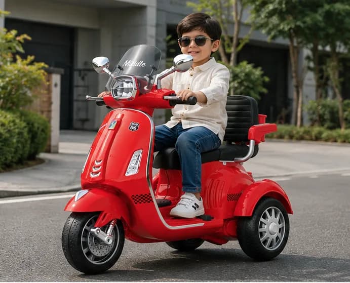 Kids Electric Scooter – Vespa-Style Double Seat Ride-On Scooter – image 4
